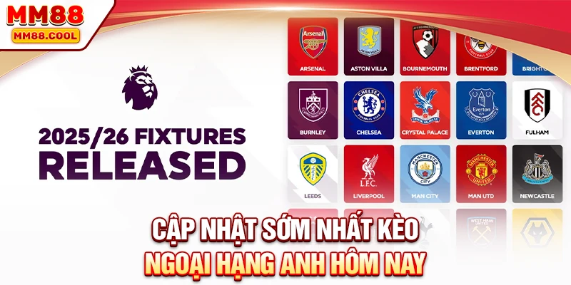 Cập nhật sớm nhất kèo Ngoại hạng Anh hôm nay